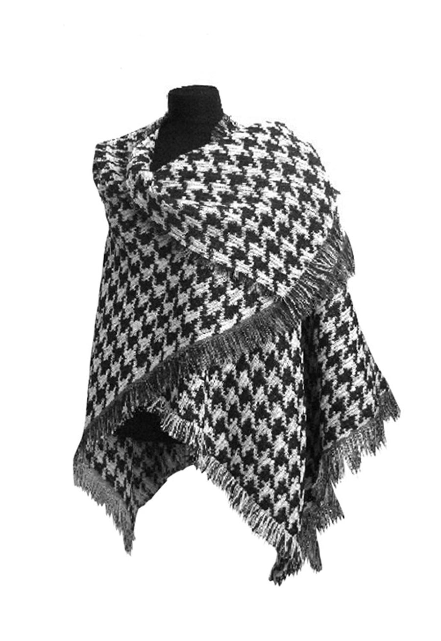 Poncho multi composizione wv 46% ,wo 27% ,pc 27% Jacquard disegno pied pool