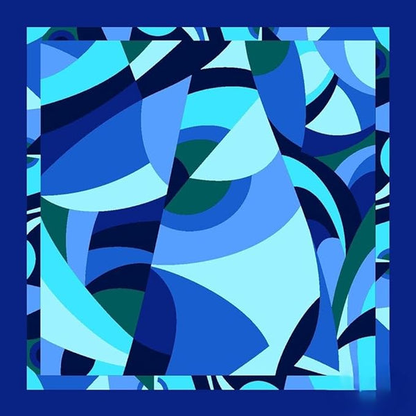 Foulard Satin Poly 100% Disegno 62710 Variante Blu A