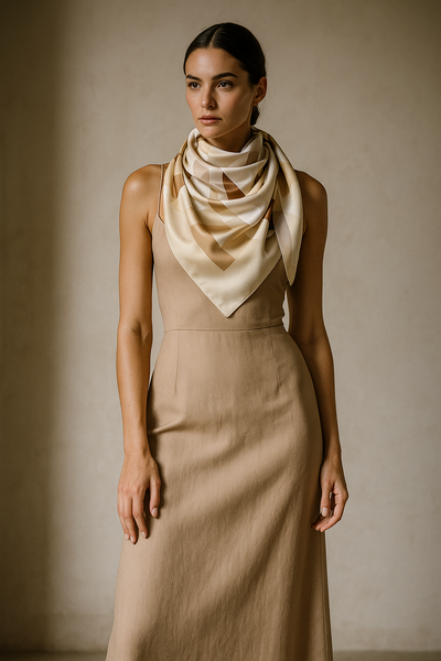 Foulard Satin Poly cm 90 x 90 - variante Beige D566