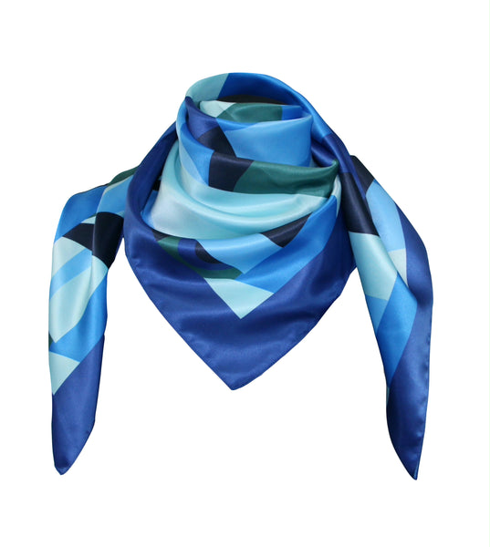 Foulard Satin Poly 100% Disegno 62710 Variante Blu A