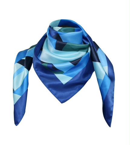 Foulard Satin Poly 100% Disegno 62710 Variante Blu A