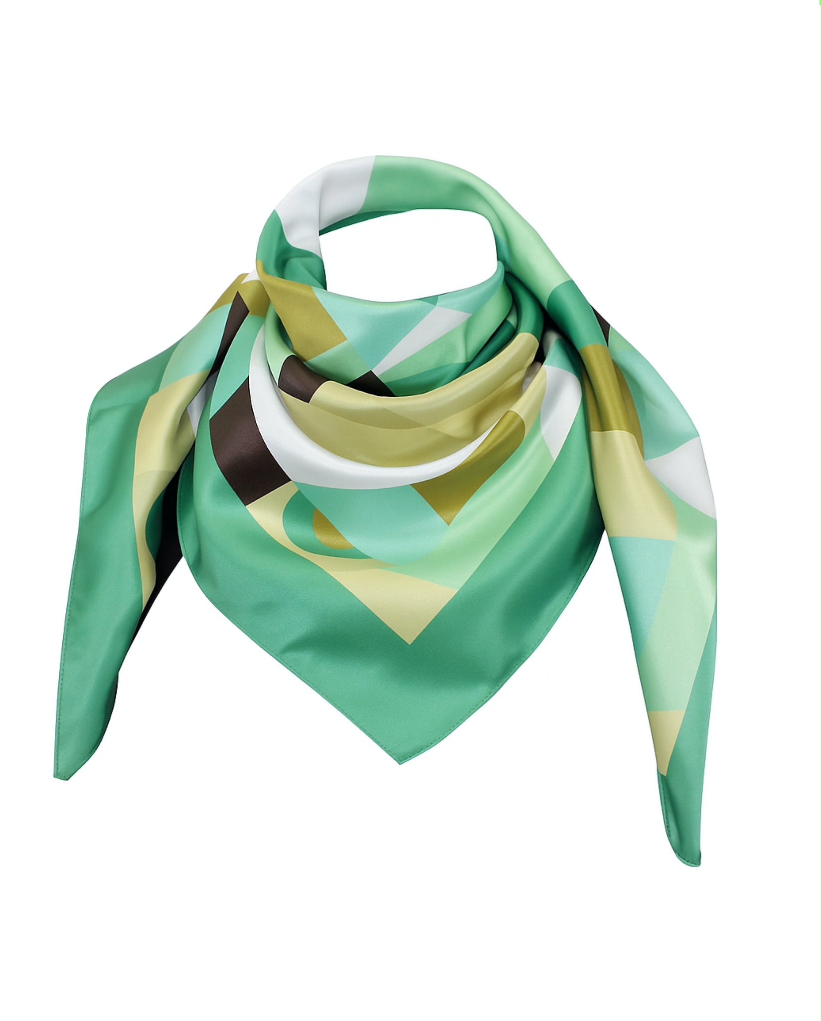 Foulard Satin Poly cm 90x90 Motivo Astratto Verde