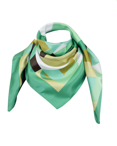 Foulard Satin Poly cm 90x90 Motivo Astratto Verde