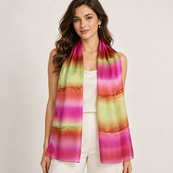 Stola Voile Poly 100% Dis 53697 var 1 — indossato, foto Tessago