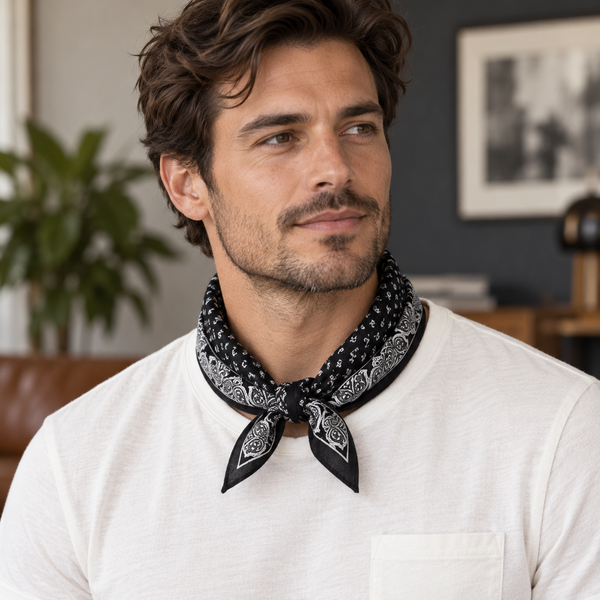 Bandana Cotone 100% dis 70001 A var 3 Nero — indossato, foto Tessago