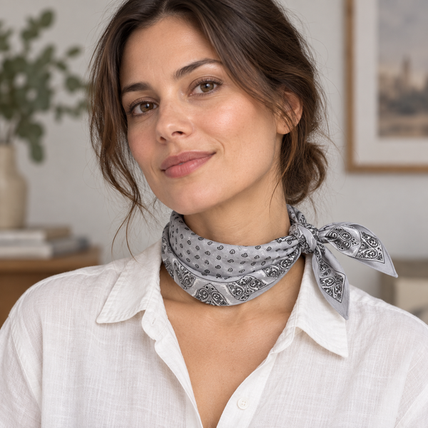 Bandana Cotone 100% dis 70001 A var 9 Grigio — indossato, foto Tessago