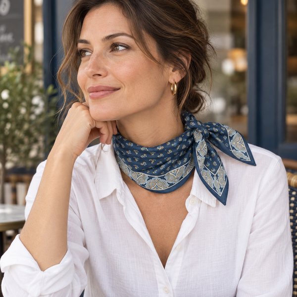 Bandana Cotone 100% dis 70001 A var 6 Denim — indossato, foto Tessago