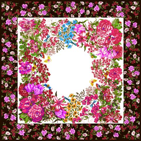 Foulard poly 100% dis 92640 var 2 nero rosa