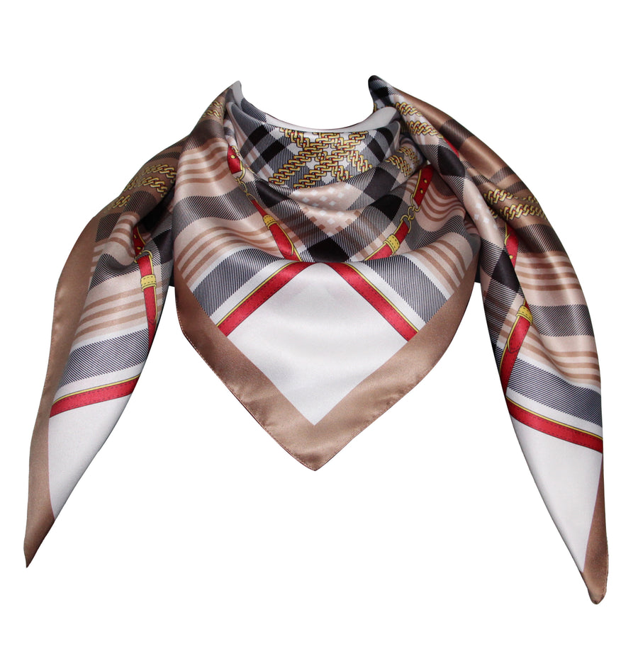 Foulard Tessago in seta twill 90x90 beige, disegno 62854