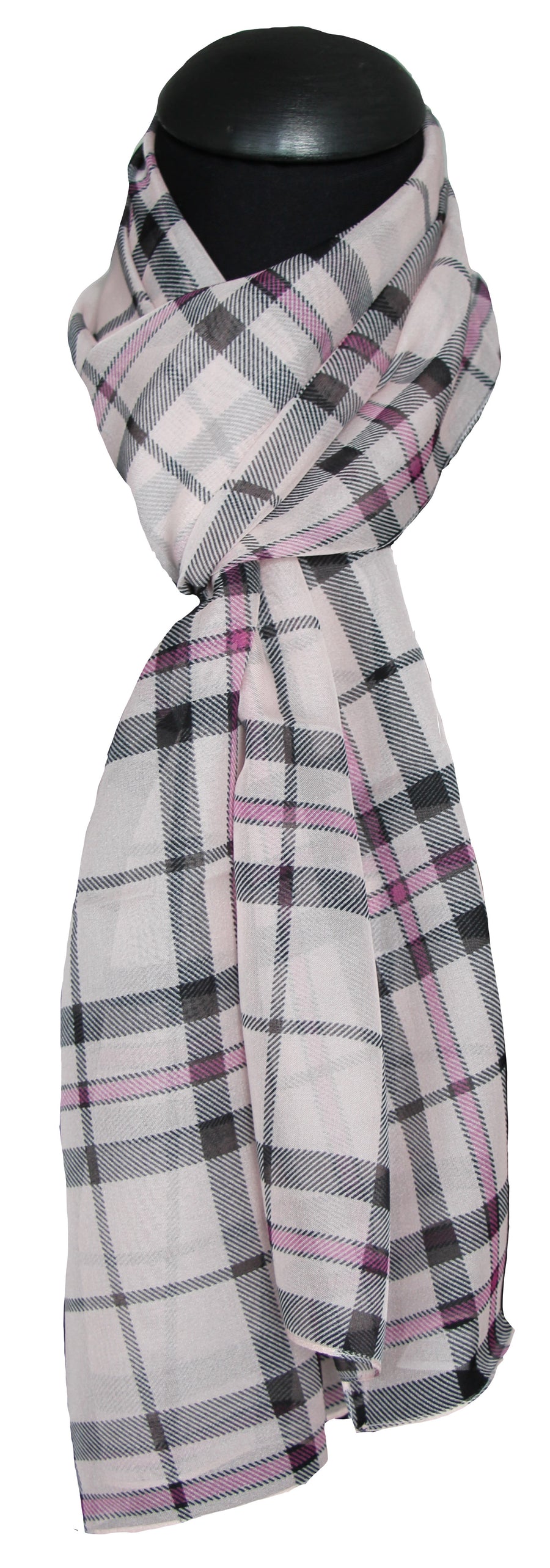 sciarpina Poly 100% disegno scozzese  variante  Rosa