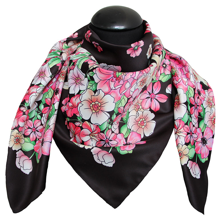 Foulard poly 100%  dis 62678 var nero - rosa