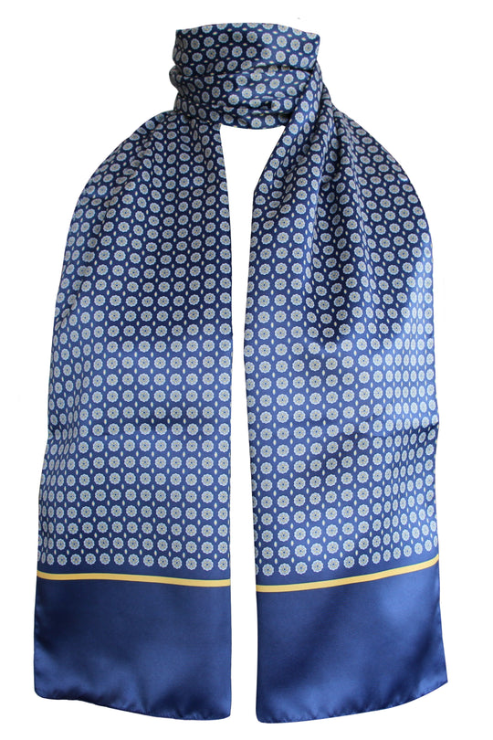 Sciarpa Raso Poly Dis 57696 var 2 Blu - Senape