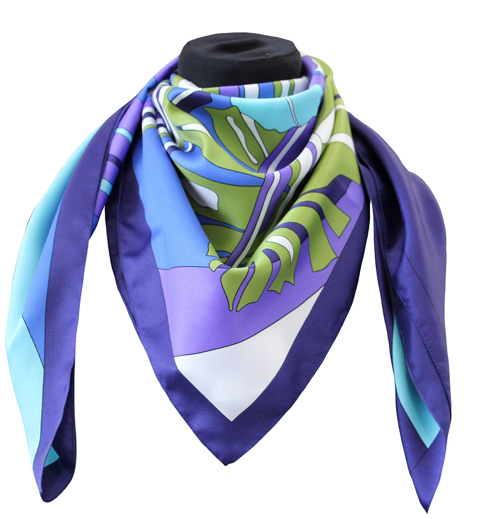 Foulard poly 100%  dis Giungla 62809 var blu