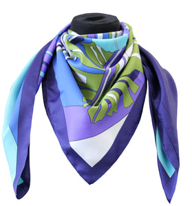 Foulard poly 100%  dis Giungla 62809 var blu