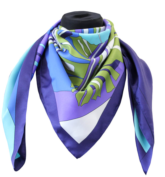 Foulard poly 100%  dis Giungla 62809 var blu