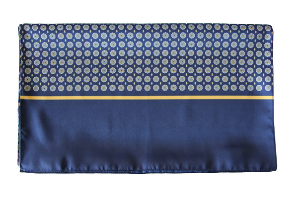 Sciarpa Raso Poly Dis 57696 var 2 Blu - Senape
